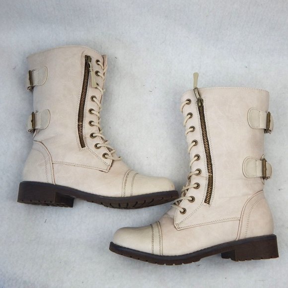 Daily Shoes Womens Mid Calf Military Lace Up Combat Boots Size 6 - Picture 6 of 11